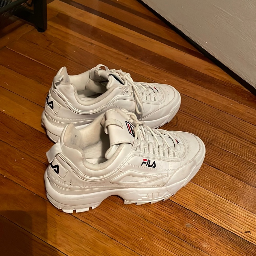 White Fila Disruptor IIs